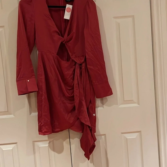 Honey Metallic Fushia pink Mini party long sleeve dress Sz 12 - Picture 3 of 16